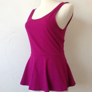 Express Sleeveless Top Magenta Elastic Cutout XS